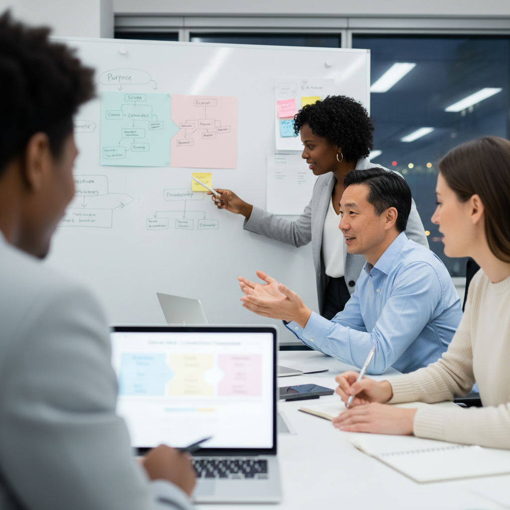 Unified Work Coordination Platform — team collaboration around a workflow whiteboard