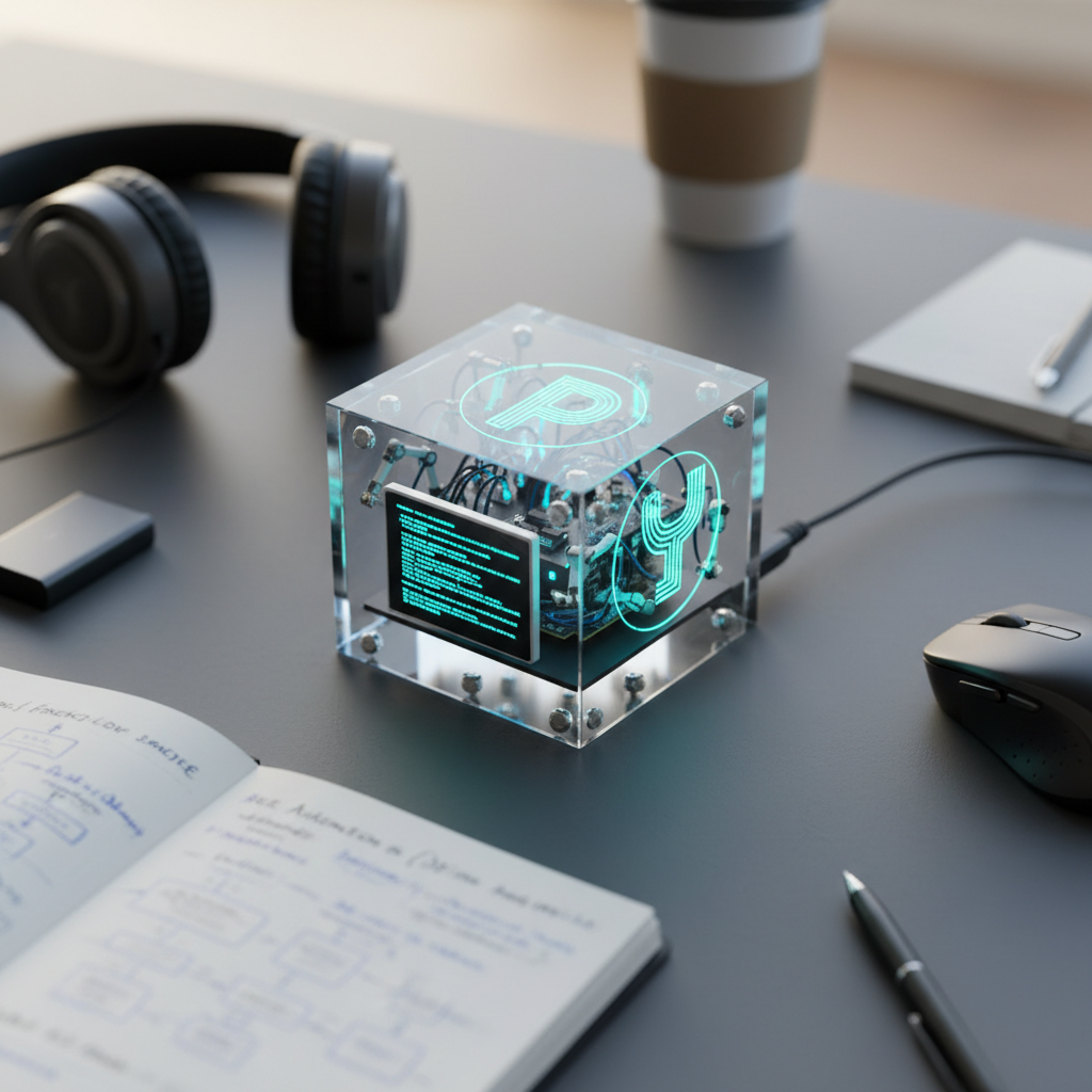 Python automation scripting — code editor with workflow diagrams